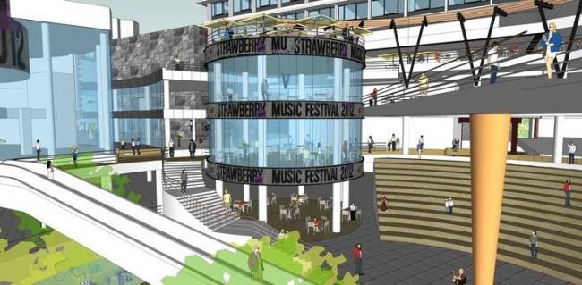 SketchUp Complex Model: Multi-Story Modern Commercial Square
