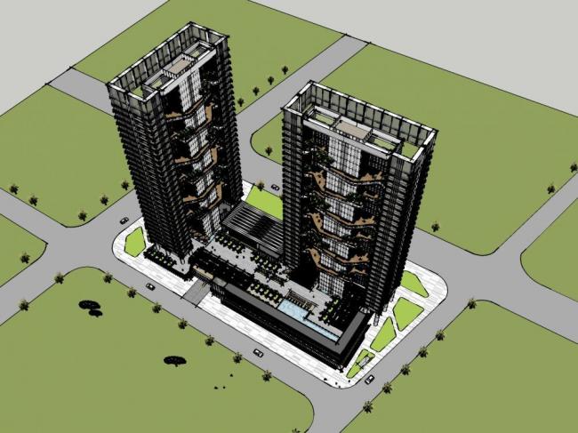 Modern High-Rise Residential Building Models in SketchUp
