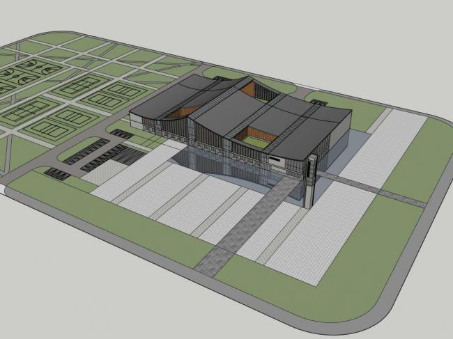 SketchUp Cultural Model: Multi-Story Modern Architecture Gallery Design