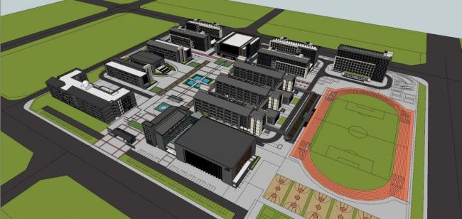 Modern Multi-Story Middle School Campus Design in SketchUp
