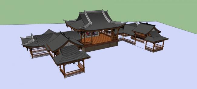 SketchUp Model of Ancient Chinese Architecture: Stage Design and Traditional Style