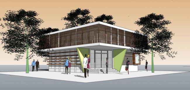 SketchUp Business Model: Modern Multi-Story Commercial Hall Design