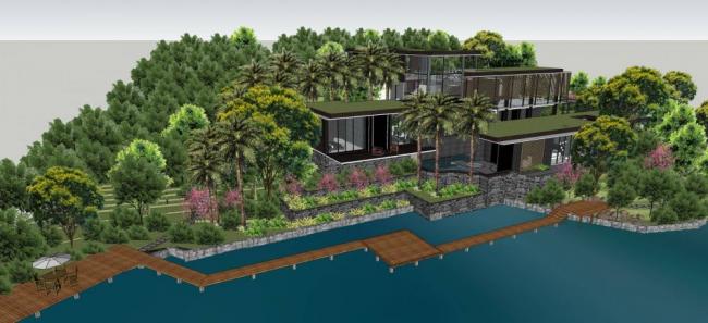 SketchUp Landscape Model: Villa with New Chinese-Style Garden Design