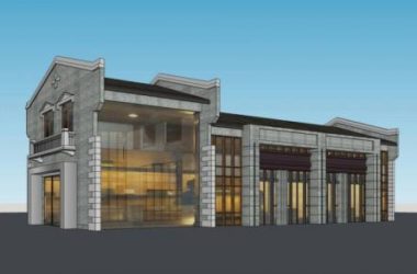 SketchUp Business Model: Multi-Story Small Commercial Building in Chinese Style-BIM WORLD