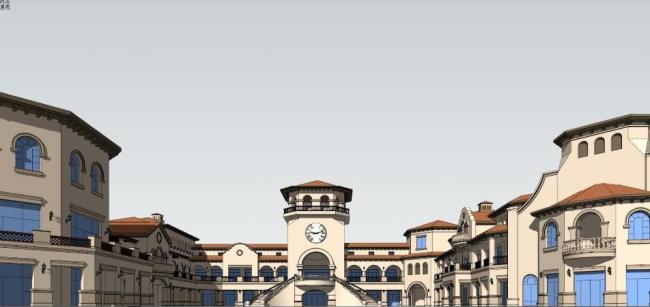 SketchUp Business Model: Designing a Multi-Story Spanish-Style Commercial Street