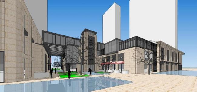 SketchUp Business Model: Multi-Story Neoclassical Commercial Street Design