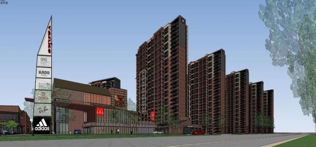 SketchUp Model of Shanghai Minhang Vanke City: High-Rise Residential and Ground-Floor Commercial Buildings