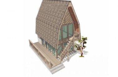 Modern Wooden Residential House Model in SketchUp-BIM WORLD