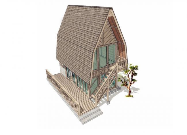 Modern Wooden Residential House Model in SketchUp