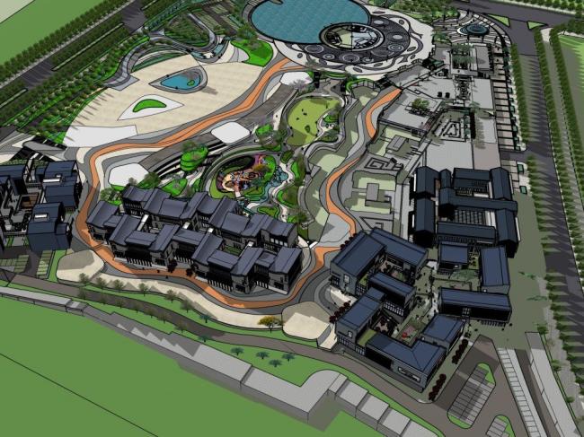 Modern Multi-Story Resort Hotel Complex 3D Model in SketchUp