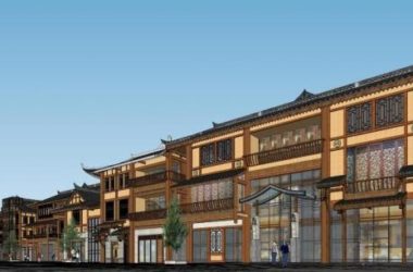 SketchUp Business Model: Multi-Story Commercial Street with Chinese Architectural Style-BIM WORLD