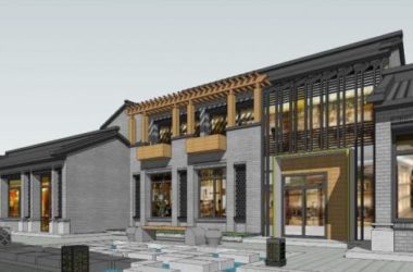 SketchUp Business Model: Multi-Story Commercial Street in Modern Chinese Style-BIM WORLD