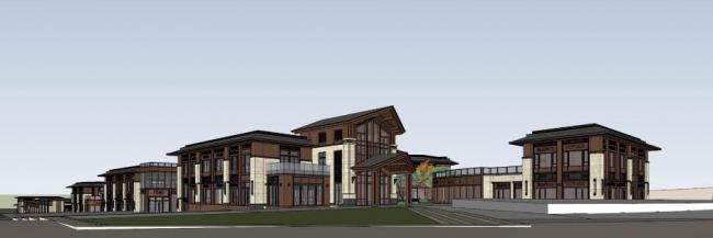 SketchUp Business Model: Vanke Oriental Legend’s Multi-Story Southeast Asian-Style Commercial Inner Street