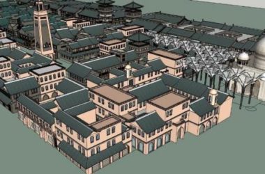 SketchUp Business Model: Xinjiang Tianshan Islamic Multi-Story Antique Commercial Street in Chinese Style-BIM WORLD