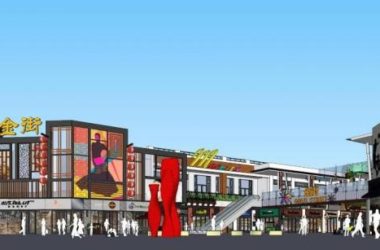 SketchUp Business Model: Multi-Story Commercial Street at Hangzhou Wanda Golden Street in New Chinese Style-BIM WORLD