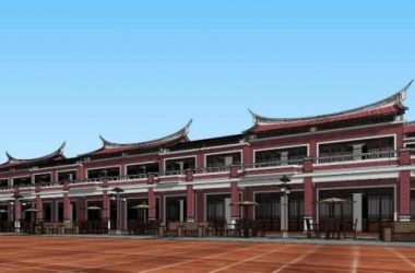 SketchUp Business Model: Fujian Minnan-Inspired Multi-Story Chinese Commercial Street-BIM WORLD
