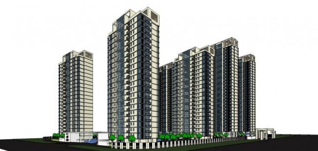Modern High-Rise Residential Complex 3D Model in SketchUp