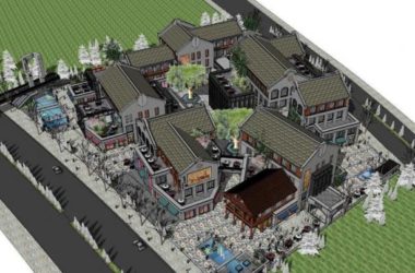 SketchUp Business Model: Multi-Story Commercial Street with Chinese Architectural Style-BIM WORLD