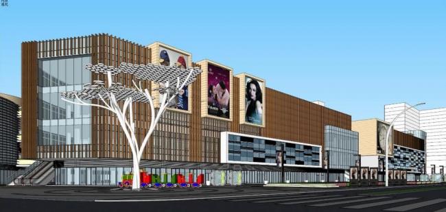 SketchUp Business Model: Modern Multi-Story Commercial Plaza and Shopping Mall Design