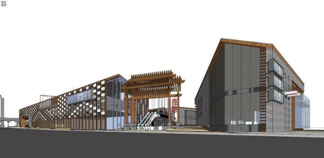 SketchUp Business Model: Multi-Story Commercial Street in Traditional Chinese Style
