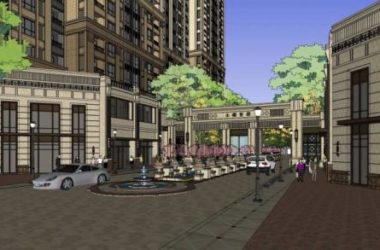 Taihu Lake Official Residence: Neoclassical High-Rise with Commercial Podium in SketchUp Model-BIM WORLD