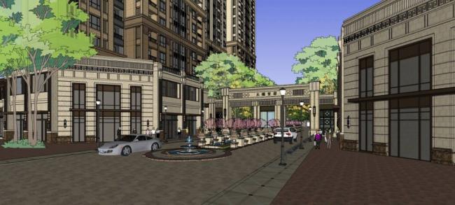 Taihu Lake Official Residence: Neoclassical High-Rise with Commercial Podium in SketchUp Model