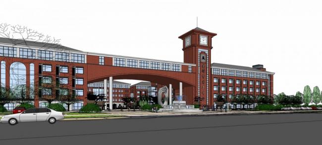 Multi-Story High School Model in European Classical Style | SketchUp Educational Architecture