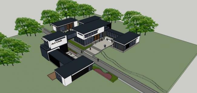 SketchUp Business Model: Modern Multi-Story Commercial Club Design