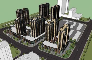 Modern High-Rise Residential Community with Commercial Podium and Ground-Level Retail in SketchUp Model-BIM WORLD