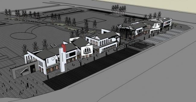 SketchUp Business Model: Multi-Story Commercial Street in Modern Chinese Style