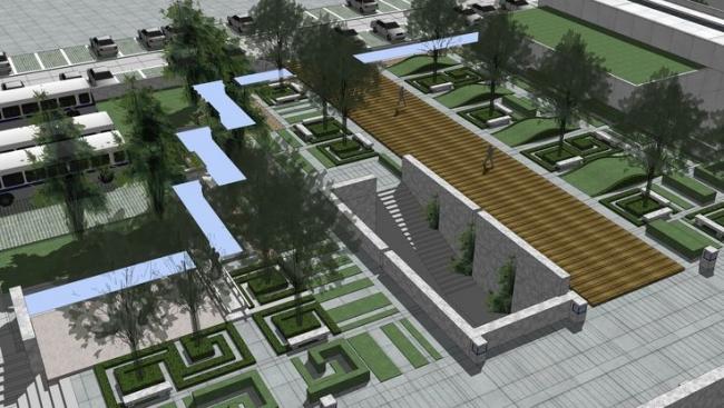 SketchUp Cultural Model: Modern Multi-Story Exhibition Hall and Public Square Design