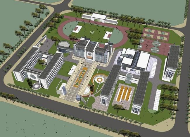 Multi-Story Middle School Teaching Building in Traditional Chinese Architectural Style – SketchUp Model