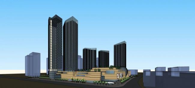 SketchUp Complex Model: Modern High-Rise Urban Office Tower