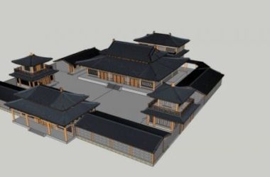 SketchUp Model of Ancient Chinese Multi-Story Temple Architecture-BIM WORLD