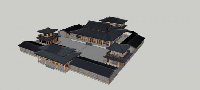 SketchUp Model of Ancient Chinese Multi-Story Temple Architecture