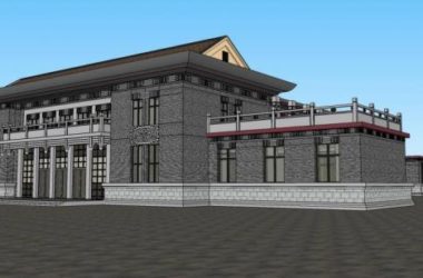 SketchUp Business Model: Multi-Story Clubhouse and Commercial Building in Modern Chinese Style-BIM WORLD