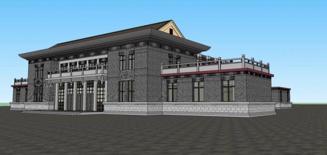 SketchUp Business Model: Multi-Story Clubhouse and Commercial Building in Modern Chinese Style
