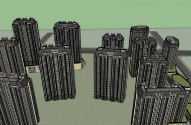 SketchUp Model of a Neoclassical High-Rise Residential Community with Ground-Floor Retail and Commercial Pedestrian Street-BIM WORLD