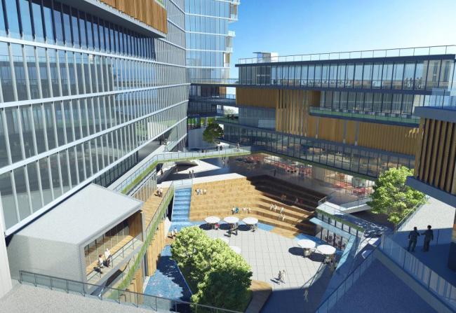 SketchUp Complex Model: Modern Multi-Story High-Rise Mixed-Use Commercial Building
