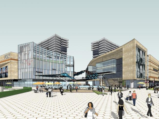 SketchUp Complex Model: Modern Multi-Story High-Rise Mixed-Use Commercial Building