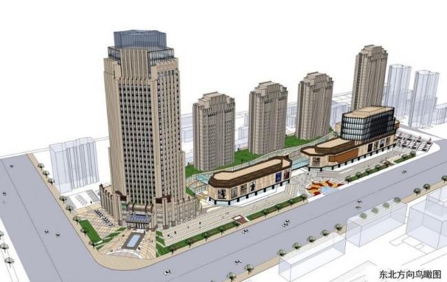 SketchUp Office Model: Neoclassical and Art Deco High-Rise Headquarters with Ground Floor Retail