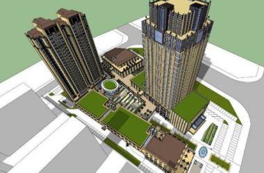 SketchUp Complex Model: High-Rise Commercial Center with Bank, Supermarket, Residential Tower in Neoclassical Style-BIM WORLD