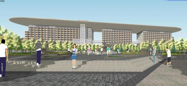 Modern High-Rise Five-Star Hotel and Landscape Model in SketchUp