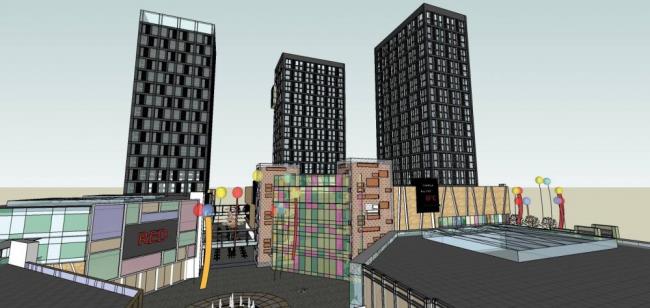 SketchUp Complex Model: Modern High-Rise Commercial Office Building