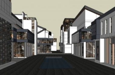 SketchUp Business Model: Multi-Story Commercial Street in Modern Chinese Style-BIM WORLD