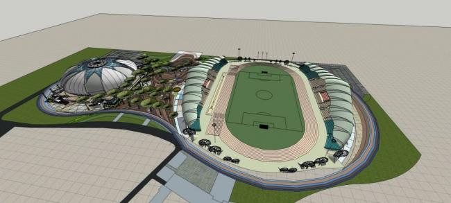 Modern Multi-Story Gymnasium and Sports Complex Design in SketchUp