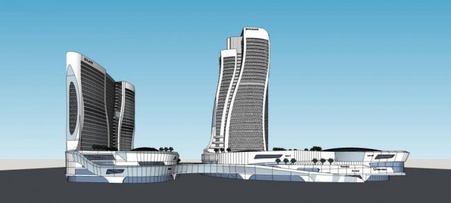 Modern High-Rise Hotel and Office Building with Ground-Floor Retail – SketchUp Model
