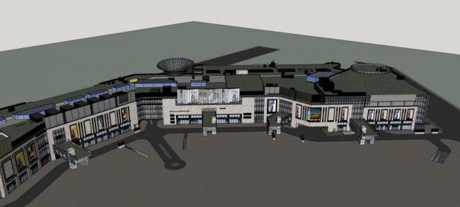 SketchUp Business Model: Modern Multi-Story Commercial Street with Retail Spaces