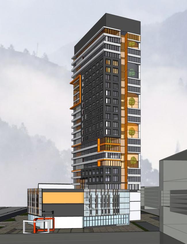 SketchUp Complex Model: Modern Commercial Complex with High-Rise Offices and Low-Rise Retail