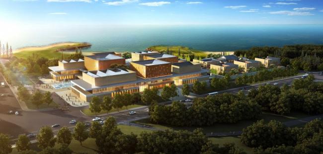 SketchUp Model of a Modern Multi-Story Office Building in an Industrial Park